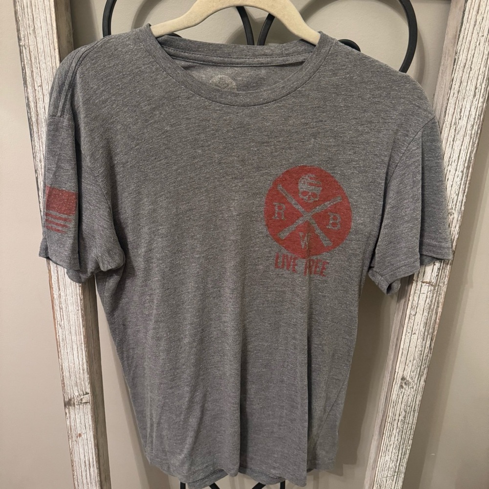 RWB Live Free Heather Gray Graphic T-Shirt‎ Small Patriotic Flag Tee